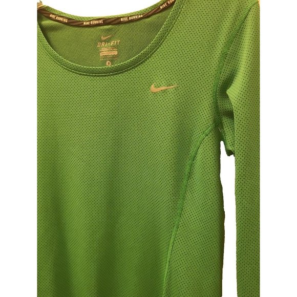Nike Dri-fit Apple Green Pullover Long Sleeve Running Top Women Small EUC 849883 - Picture 2 of 6